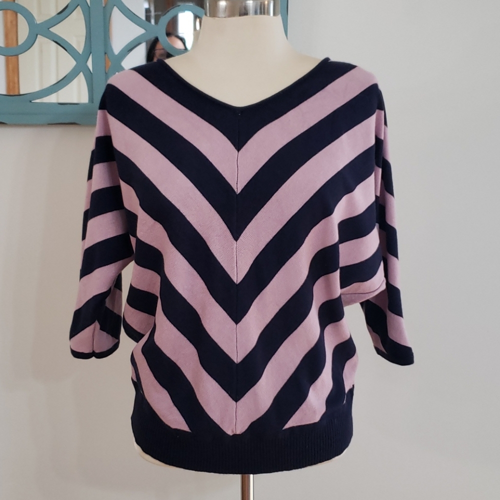 89th & Madison Ladies Medium Chevron purple/navy Dolman 3/4 sleeve Sweater [31]